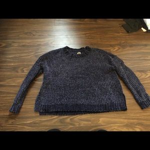 aerie navy blue chenille cropped sweater